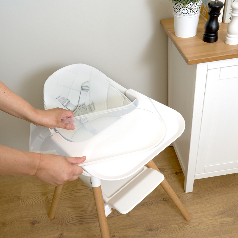 Removeable, wipeable cover of the White 6in1 High Chair | High chairs | Feeding & Weaning | Toddler Furniture - Clair de Lune UK