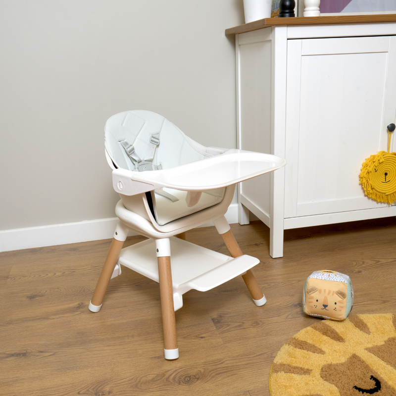 White 6in1 High Chair as a baby stool by the sideboard in a farmhouse style Oak kitchen | High chairs | Feeding & Weaning | Toddler Furniture - Clair de Lune UK