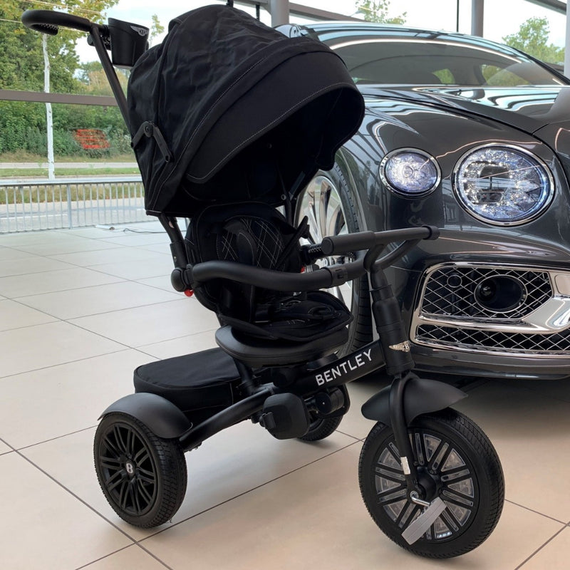 Matt Black Bentley 6in1 Trike - Convertible Baby Stroller next to the Matt Black Bentley car | Strollers, Pushchairs & Prams | Pushchairs, Carrycots & Car Seats Baby | Travel Essentials - Clair de Lune UK