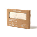 Organic Folding Crib Fitted Sheet in brown box packaging showing the USPs | Bedside & Folding Crib Accessories | Soft Baby Sheets | Nursery Linen - Clair de Lune UK