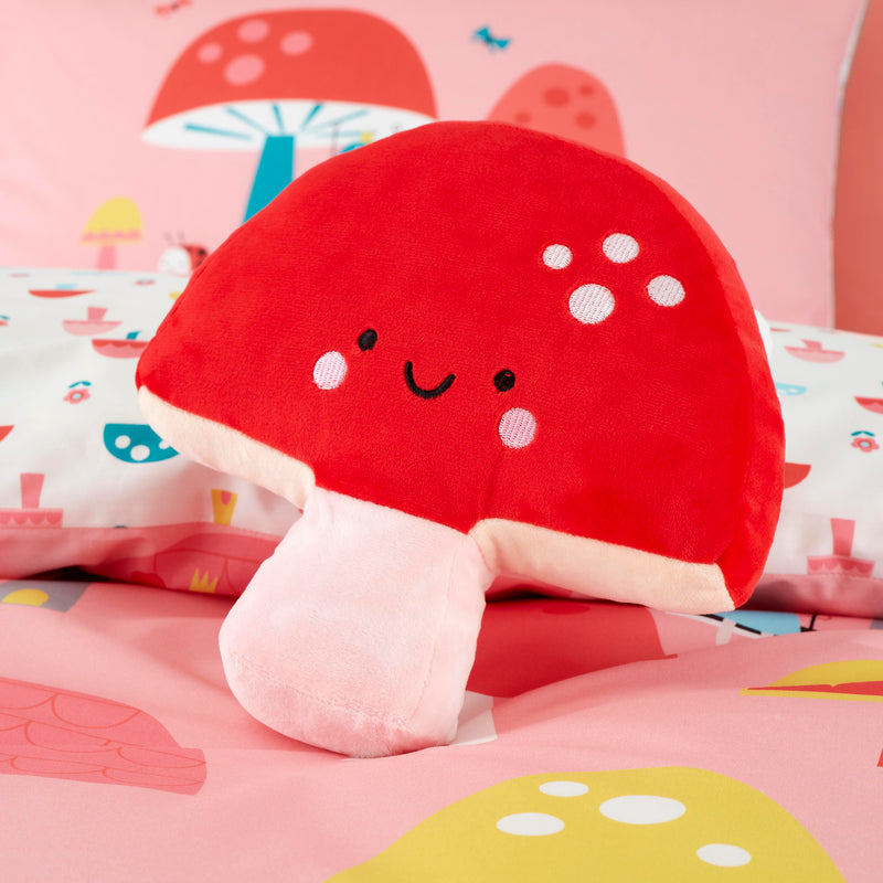 Cosatto Mushroom Magic Red Cushion on the matching bedding set | Nursery Decorations | Nursery Furniture - Clair de Lune UK