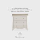 Cashmere CuddleCo Clara 2 Piece Nursery Furniture Set demonstration of the Changing Unit | Nursery Furniture | Cot Bed - Clair de Lune UK