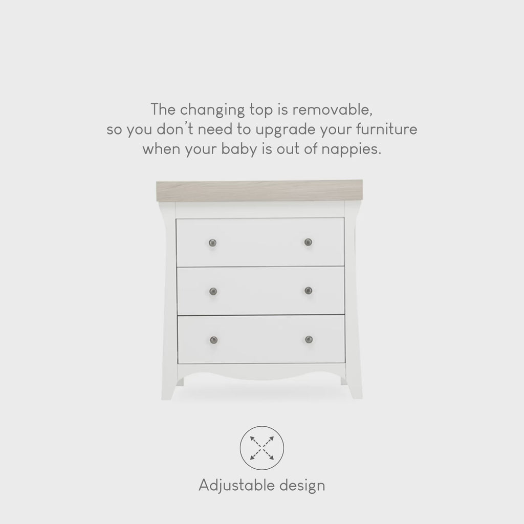 White CuddleCo Clara 2 Piece Nursery Furniture Set Changing Unit on white background | Nursery Furniture | Cot Bed - Clair de Lune UK