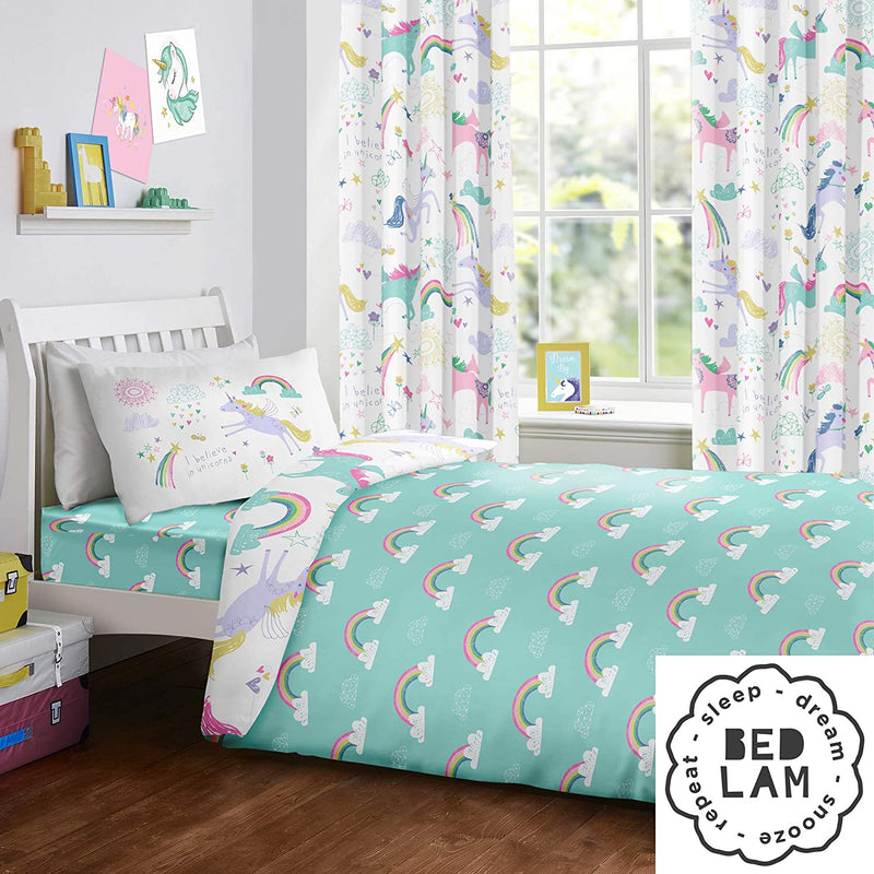 The rainbow side of the Bedlam Rainbow Unicorn Reversible Junior Bed Duvet Cover and Pillowcase Set | Cot, Cot Bed & Toddler Bed Bedding | Bedding - Clair de Lune UK