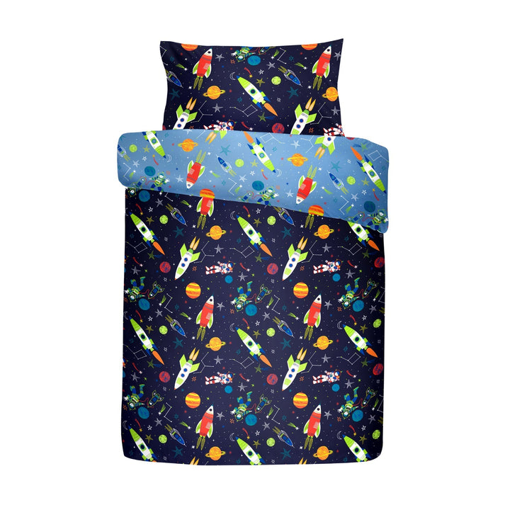 Bedlam Supersonic Reversible Glow in the Dark Junior Bed Duvet Cover and Pillowcase Set | Cot, Cot Bed & Toddler Bed Bedding | Bedding - Clair de Lune UK