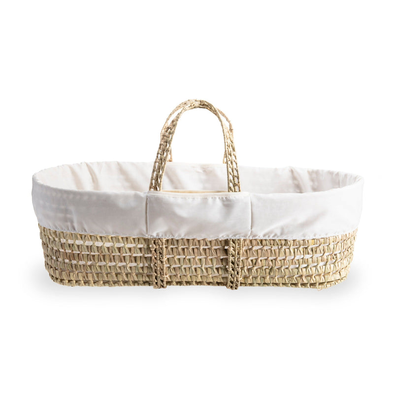 Cream Scandi Palm Moses Basket showing the modern palm basket' design without the traditional hood | Moses Baskets | Co-sleepers | Nursery Furniture - Clair de Lune UK