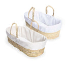 A Cream and White Scandi Palm Moses Basket sat next to each other on white background | Moses Baby Baskets, Bassinets | Nursery Furniture - Clair de Lune UK