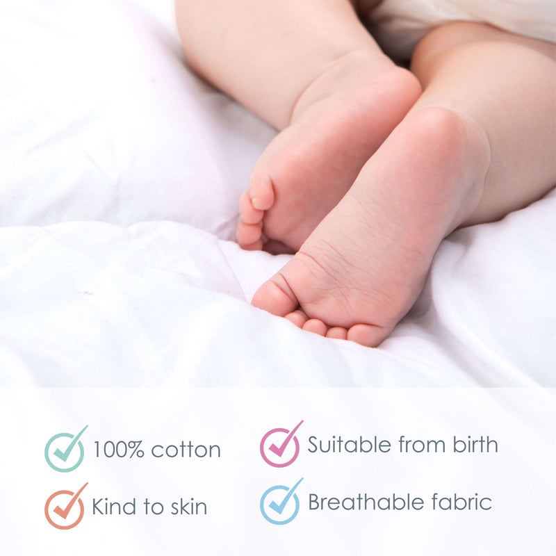 All unique selling points of the 2 Pack White Universal Bedside Crib Fitted Sheets | Soft Baby Sheets | Cot, Cot Bed, Pram, Crib & Moses Basket Bedding - Clair de Lune UK