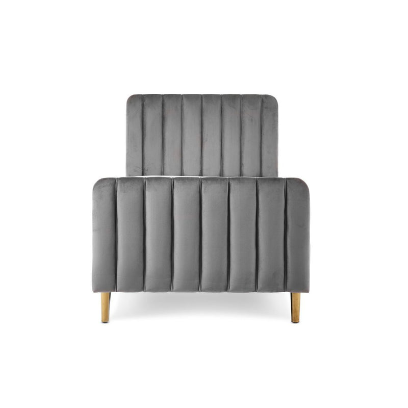 The velvet head and footboard of the Grey Obaby Gatsby Velvet Single Bed | Cots, Cot Beds, Toddler & Kid Beds | Nursery Furniture - Clair de Lune UK