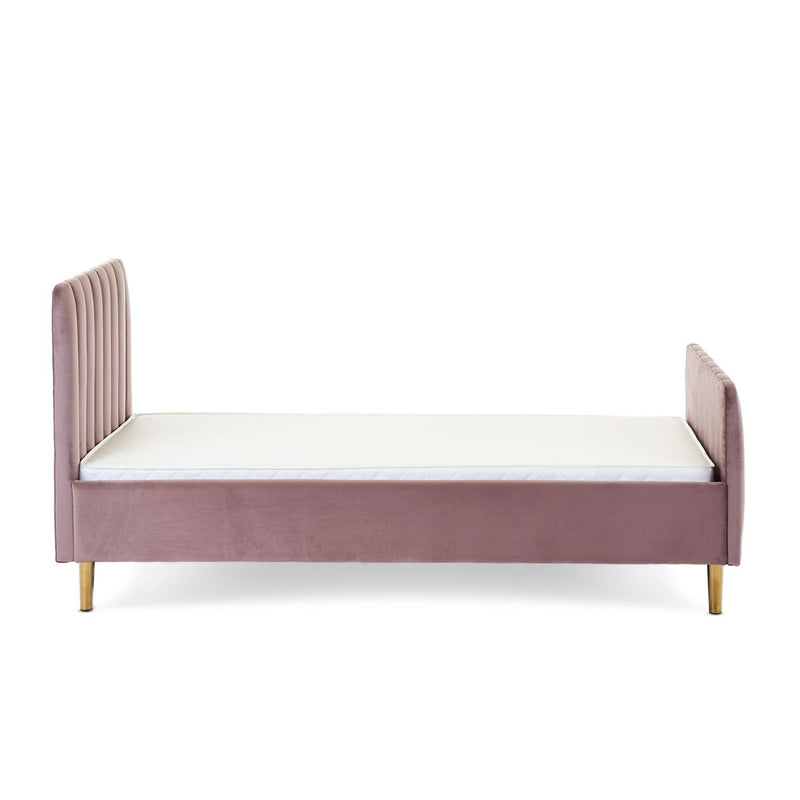 The side of the Blush Pink Obaby Gatsby Velvet Single Bed | Cots, Cot Beds, Toddler & Kid Beds | Nursery Furniture - Clair de Lune UK