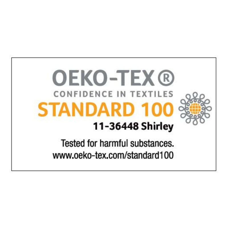 The OEKO-TEX 100 certification of the 2 Pack White Universal Bedside Crib Fitted Sheets | Soft Baby Sheets | Cot, Cot Bed, Pram, Crib & Moses Basket Bedding - Clair de Lune UK
