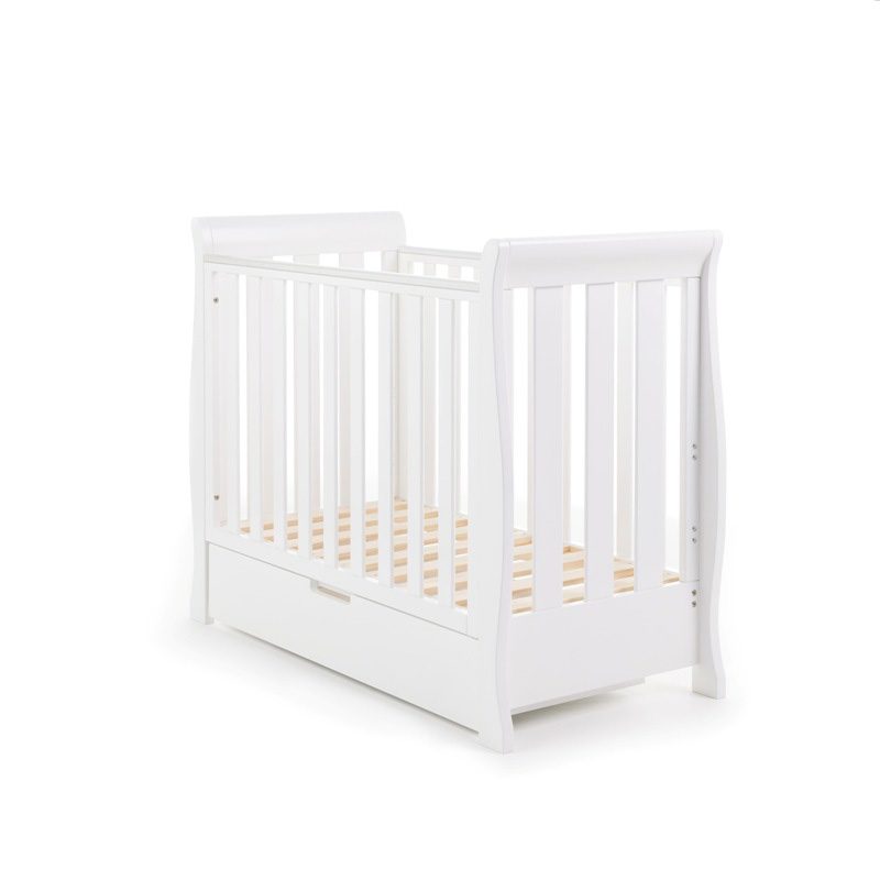 The white space-saving cot of the white Obaby Stamford Space Saver Cot & Changing Unit | Nursery Furniture Sets | Room Sets | Nursery Furniture - Clair de Lune UK