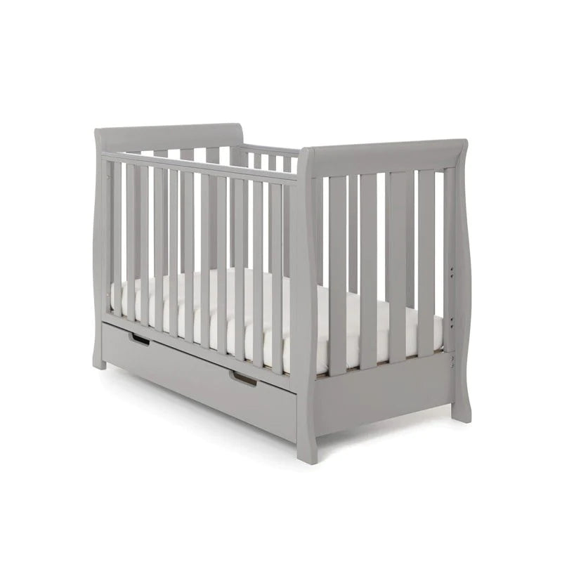 The cot bed of the Warm Grey Obaby Stamford Mini 3 Piece Room Set | Nursery Furniture Sets | Room Sets | Nursery Furniture - Clair de Lune UK