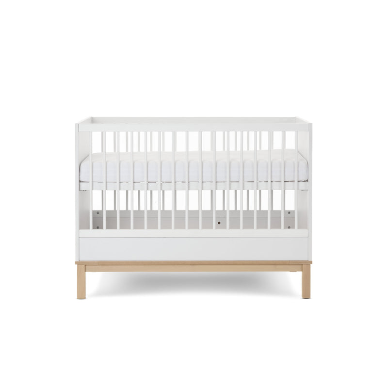 The white and natural Obaby Astrid Mini Cot Bed as a crib | Cots, Cot Beds, Toddler & Kid Beds | Nursery Furniture - Clair de Lune UK