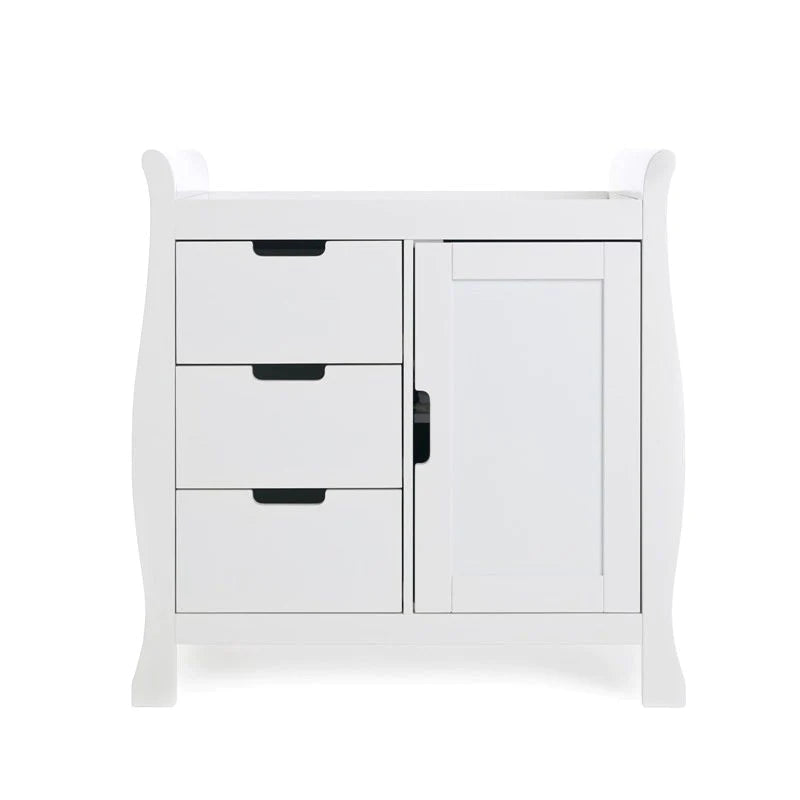 The close changing unit of the White Obaby Stamford Mini 3 Piece Room Set | Nursery Furniture Sets | Room Sets | Nursery Furniture - Clair de Lune UK