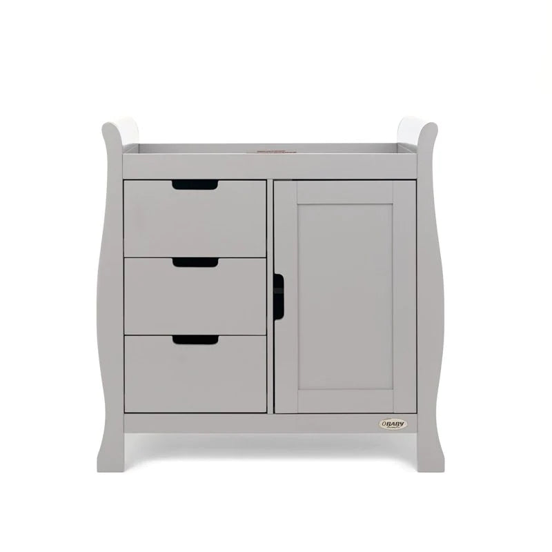 The close changing unit of the Warm Grey Obaby Stamford Mini 3 Piece Room Set | Nursery Furniture Sets | Room Sets | Nursery Furniture - Clair de Lune UK