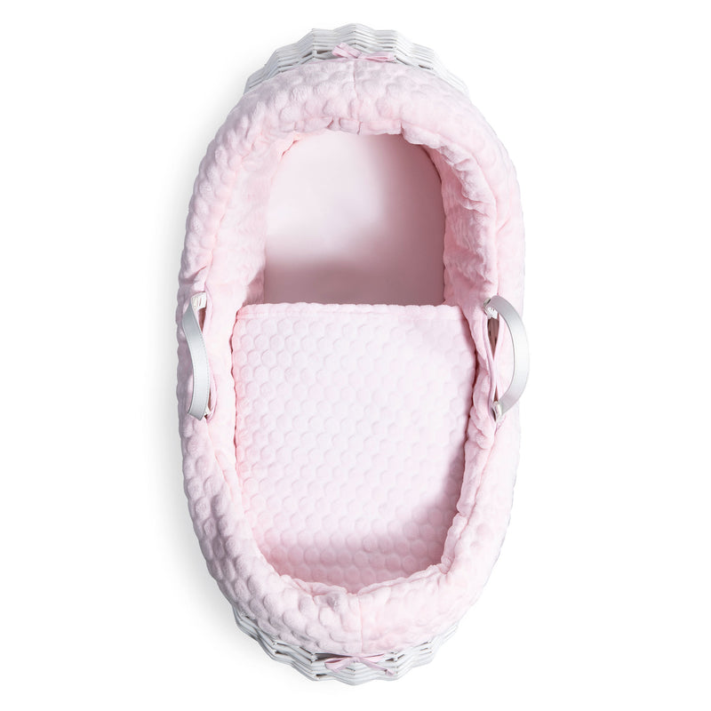 The bedding set of the Pink Marshmallow White Wrapover® Noah Pod® | Bassinets | Nursery Furniture - Clair de Lune UK