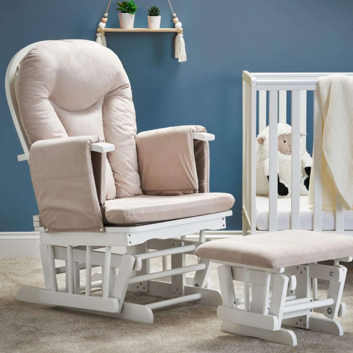 Obaby Award Winning Reclining Glider Chair and Stool Nursery Furniture Clair de Lune UK