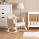Oatmeal Obaby Award-winning Round Back Rocking Chair next to the award-winning Maya cot bed | Nursing & Feeding Chairs | Nursery Furniture - Clair de Lune UK