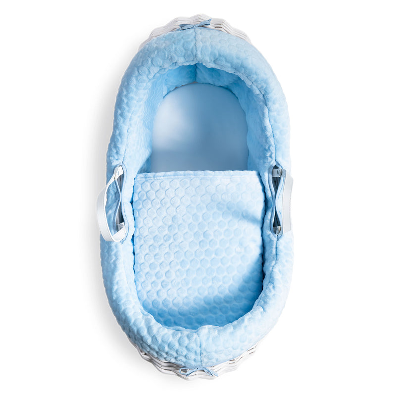 The bedding set of the Blue Marshmallow White Wrapover® Noah Pod® | Bassinets | Nursery Furniture - Clair de Lune UK