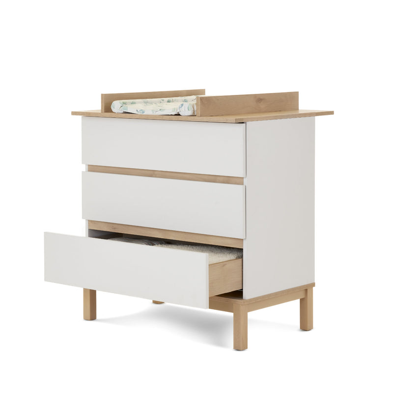 The dresser of the White and Natural Obaby Astrid Mini 3 Piece Room Set | Nursery Furniture Sets | Room Sets | Nursery Furniture - Clair de Lune UK