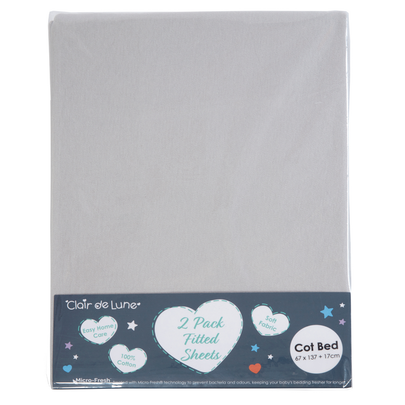 Micro-Fresh® 2 Pack Fitted Cot Bed Sheets - 137 x 67 cm