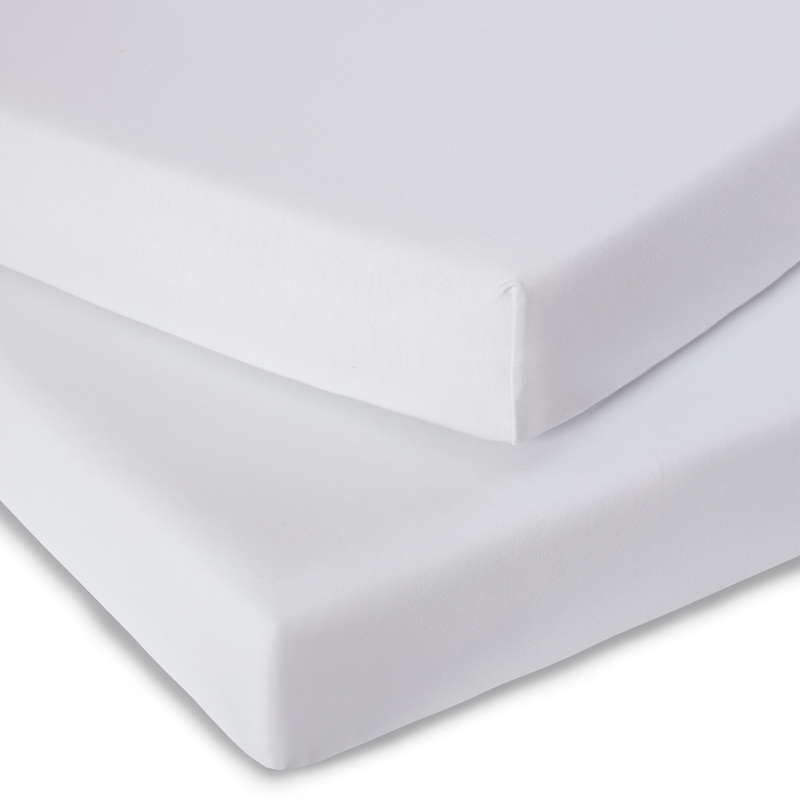 Micro-Fresh® 2 Pack White Fitted Cot Sheets - 124.5 x 60.5 cm | Soft Baby Sheets | Cot, Cot Bed, Pram, Crib & Moses Basket Bedding - Clair de Lune UK