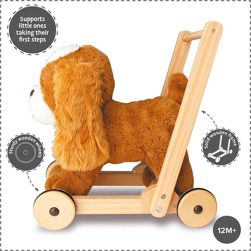 Sturdy wood frame making the Little Bird Told Me Peanut Pup 2in1 Push Along, Baby Walker and Ride On | Baby Walkers and Ride On Toys | Montessori Activities For Babies & Kids | Toys | Baby Shower, Birthday & Christmas Gifts - Clair de Lune UK