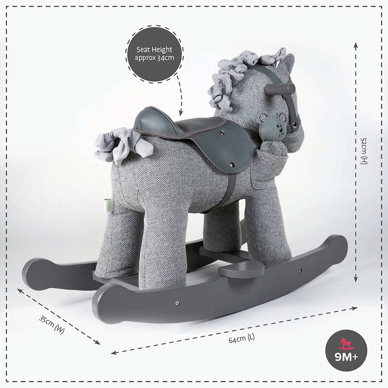 The dimensions of the Little Bird Told Me Stirling & Mac Rocking Horse | Rocking Animals | Montessori Activities For Babies & Kids | Toys | Baby Shower, Birthday & Christmas - Clair de Lune UK