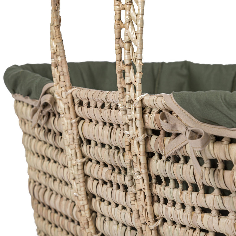 The sturdy palm wall of the Organic Palm Moses Basket in Forest Green | Moses Baskets | Co-sleepers | Nursery Furniture - Clair de Lune UK