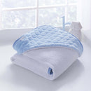 Folded Blue Marshmallow Hooded Towel for next to a white window in the bathroom | Baby Bathing & Changing Essentials - Clair de Lune UK