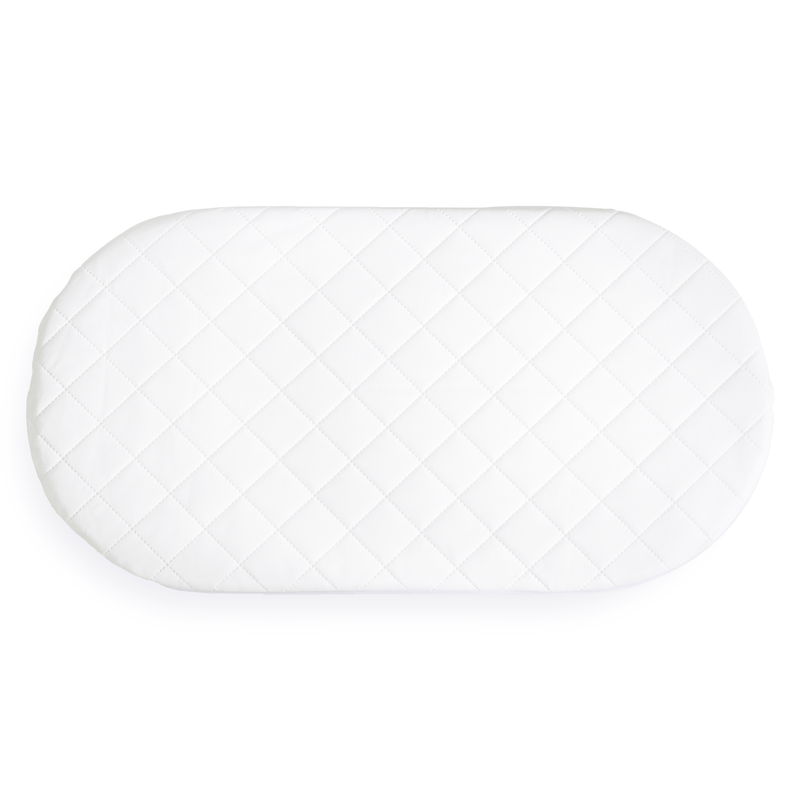 The oval shape of the Bedside Crib Fibre Mattress - 76 x 40 cm | Bedside & Folding Crib Mattresses | Baby Mattresses | Bedding | Nursery Furniture - Clair de Lune UK