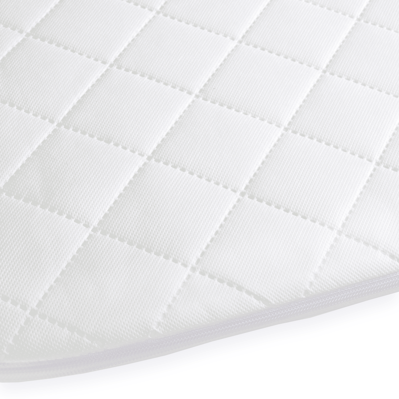 The quilted detail of the Bedside Crib Fibre Mattress - 76 x 40 cm | Bedside & Folding Crib Mattresses | Baby Mattresses | Bedding | Nursery Furniture - Clair de Lune UK