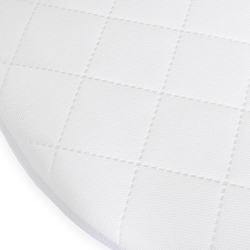The breathable cover of the Bedside Crib Fibre Mattress - 76 x 40 cm | Bedside & Folding Crib Mattresses | Baby Mattresses | Bedding | Nursery Furniture - Clair de Lune UK