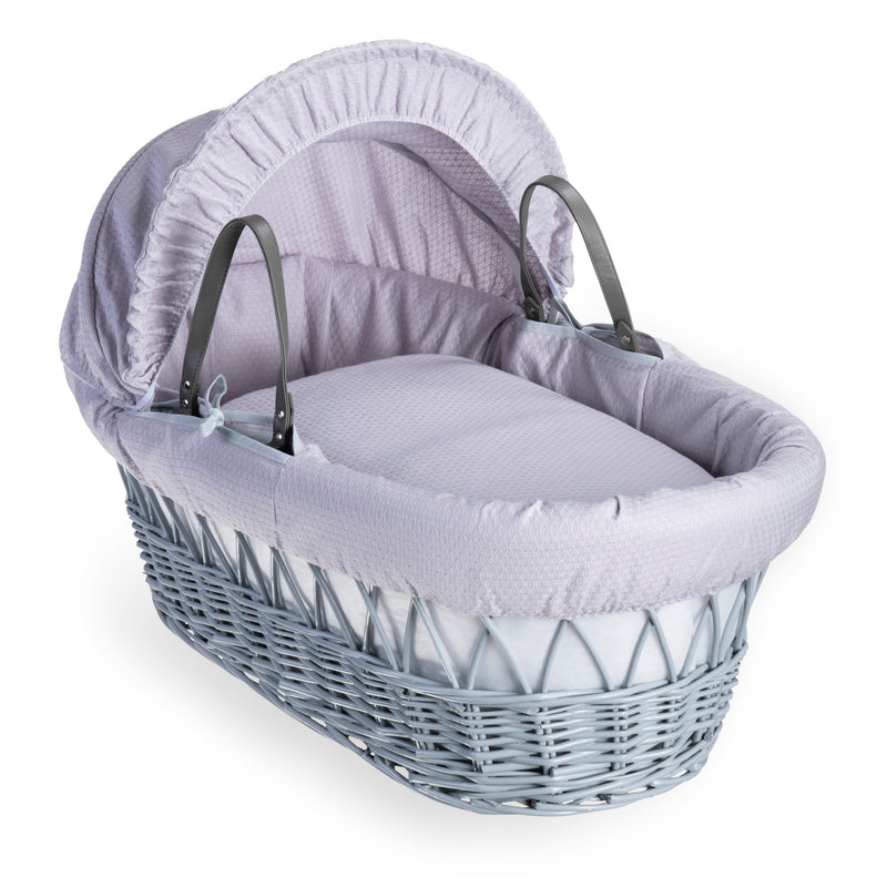 Grey Cotton Dream Grey Wicker Moses Basket | Co-sleepers | Nursery Furniture - Clair de Lune UK