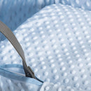 Blue Dimple Grey Wicker Moses Basket showing the ultra-soft blue plush dimple fabrics | Moses Baby Baskets, Bassinets & Co-sleepers | Nursery Furniture - Clair de Lune UK