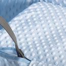 Blue Dimple Moses Basket Bedding Set coming complete with a matching coverlet, bassinet dressing and hood made from breathable soft plush dimple fabrics  | Moses Basket Dressings | Nursery Bedding - Clair de Lune UK