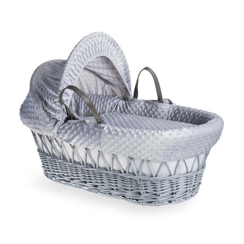 Grey Dimple Grey Wicker Moses Basket | Moses Baskets | Co-sleepers | Nursery Furniture - Clair de Lune UK