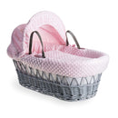 Pink Dimple Grey Wicker Moses Basket  | Moses Baby Baskets, Bassinets & Co-sleepers | Nursery Furniture - Clair de Lune UK