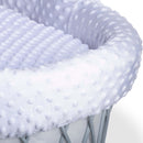 White Dimple Grey Wicker Moses Basket showing the white plush dimple fabrics | Moses Baby Baskets, Bassinets & Co-sleepers | Nursery Furniture - Clair de Lune UK
