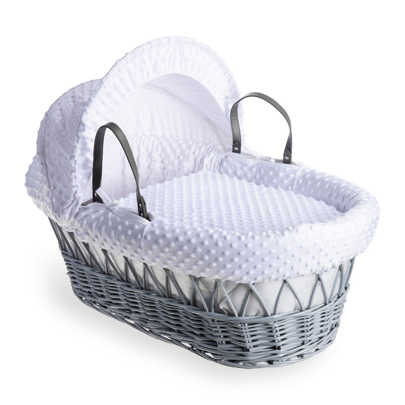 White Dimple Grey Wicker Moses Basket | Moses Baskets | Co-sleepers | Nursery Furniture - Clair de Lune UK