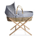 Grey Dimple Palm Moses Basket on the Natural Compact Folding Stand bundle | Moses Baby Baskets, Bassinets & Co-sleepers | Nursery Furniture - Clair de Lune UK