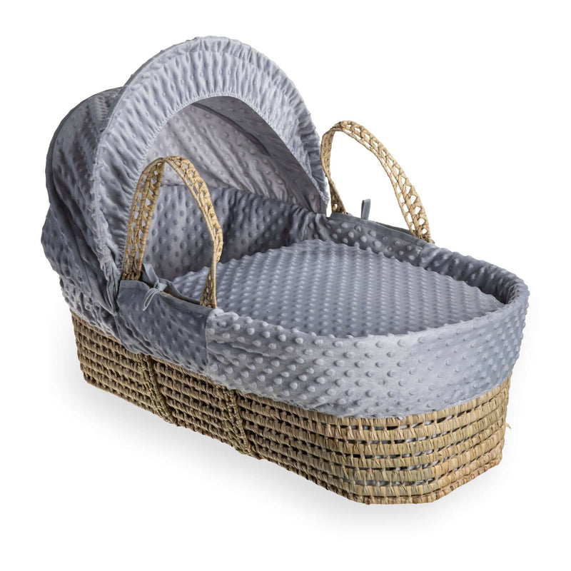 Nursery Clair De Lune Grey Wicker Moses Basket Dimple Palm Moses