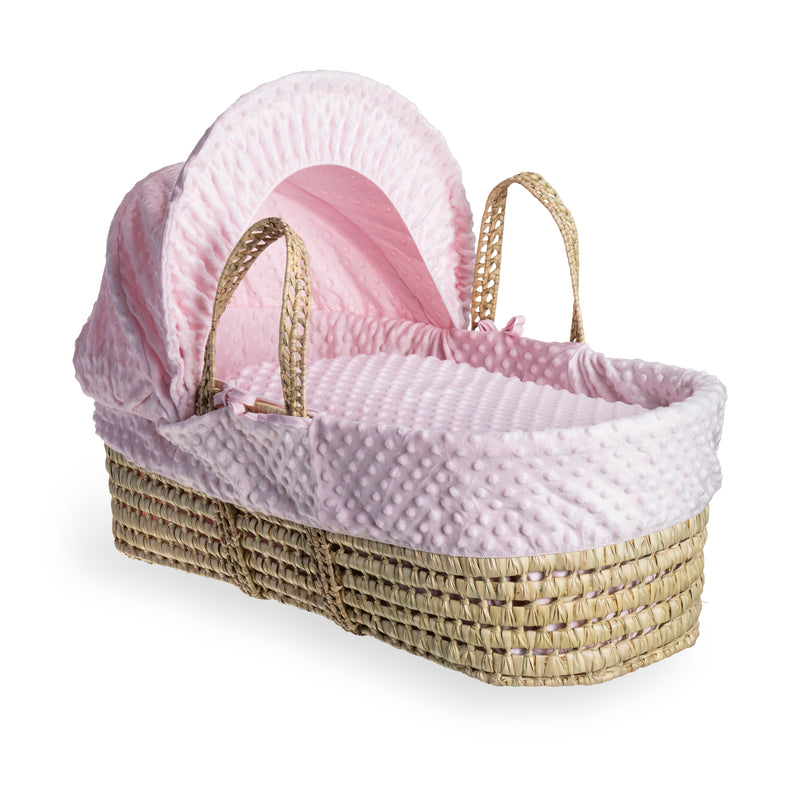 Pink Dimple Palm Moses Basket | Moses Baskets | Co-sleepers | Nursery Furniture - Clair de Lune UK