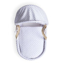 White Dimple Palm Moses Basket showcasing the traditional hood and matching coverlet | Moses Baby Baskets, Bassinets & Co-sleepers | Nursery Furniture - Clair de Lune UK