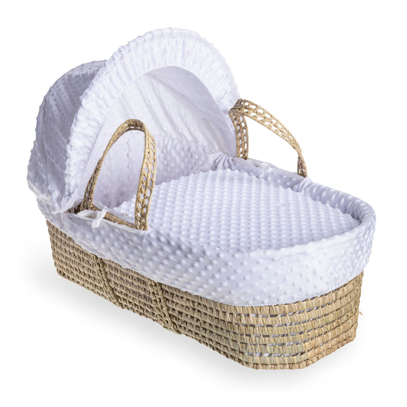 White Dimple Palm Moses Basket | Moses Baskets | Co-sleepers | Nursery Furniture - Clair de Lune UK