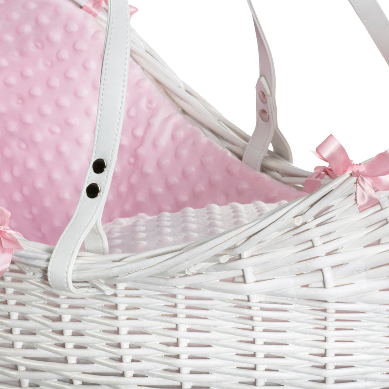 The sturdy Pink Dimple White Wicker Noah Pod® | Bassinets | Nursery Furniture - Clair de Lune UK