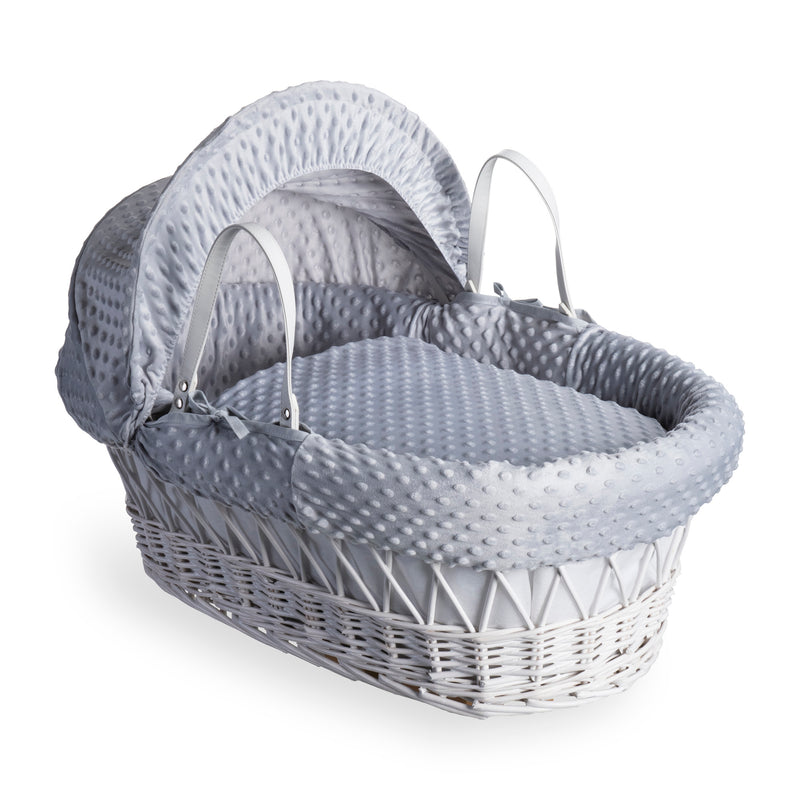 Grey Dimple White Wicker Moses Basket | Moses Baskets | Co-sleepers | Nursery Furniture - Clair de Lune UK