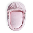 Pink Dimple White Wicker Moses Basket coming complete with detachable, adjustable hood, fibre mattress and coverlet | Moses Baskets | Co-sleepers | Nursery Furniture - Clair de Lune UK