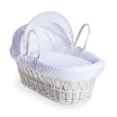 White Dimple White Wicker Moses Basket | Moses Baby Baskets and Bassinets | Nursery Furniture - Clair de Lune UK